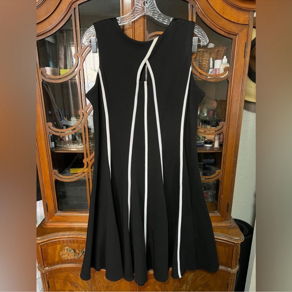 Julian Taylor White Stripe Black Dress
